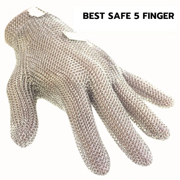 BEST SAFE 5 FINGER HOOK STRAP (1PC) ถุงมือสแตนเลส แบบ 5 นิ้วมือ สายรัดตะขอ